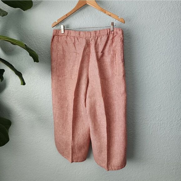 Coldwater Creek pants 100 % linen cropped elastic waistband wide leg - Picture 5 of 16